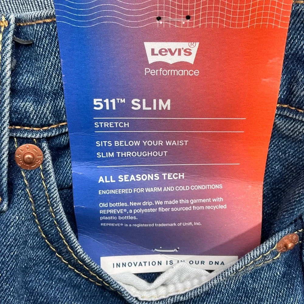 Levi's 511 Jeans Men 28W‎ 30L Blue Slim Stretch PC9-04511-4779 All Seasons Tech